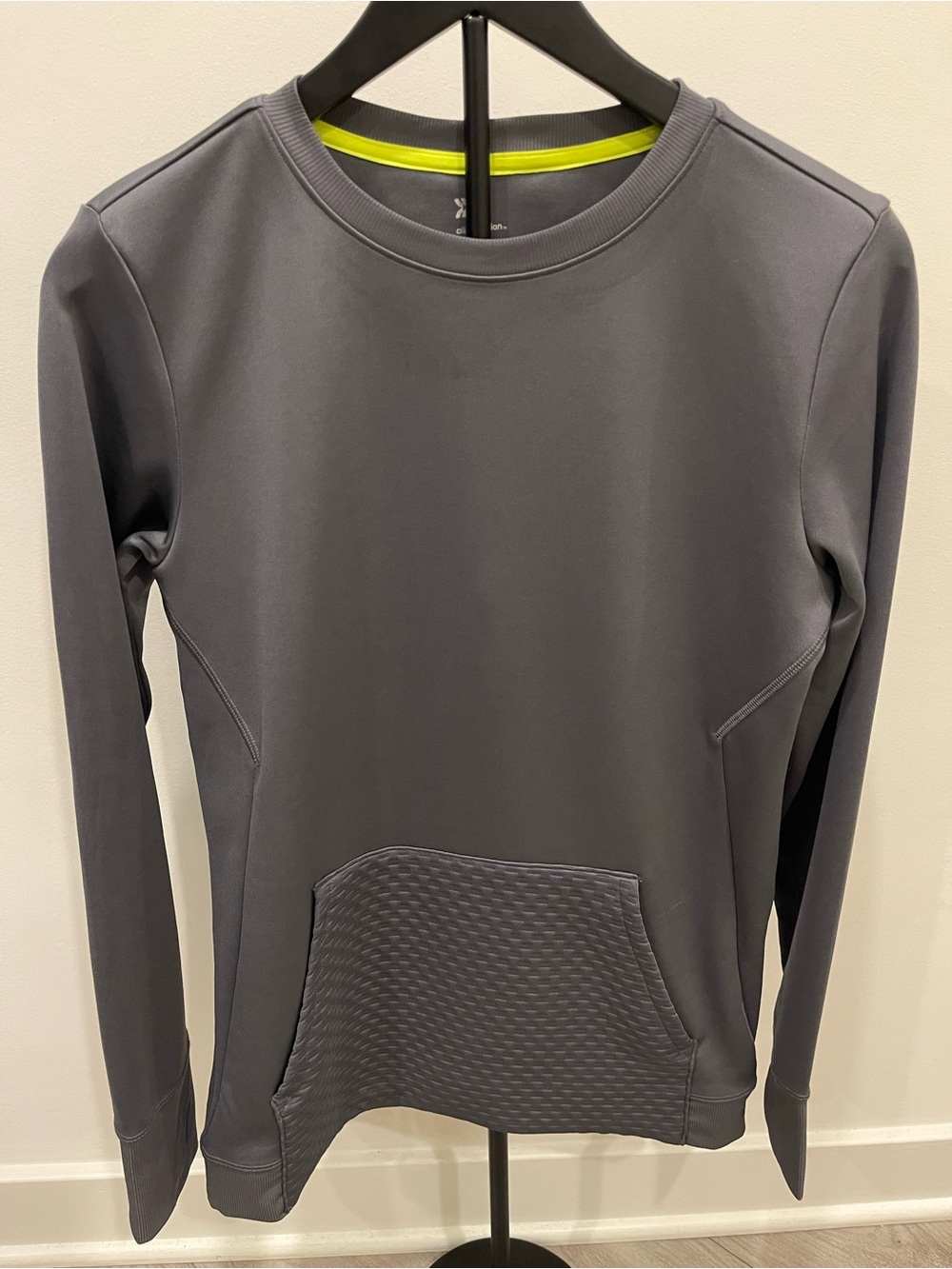 all in motion Charcoal Gray Long-Sleeve Pullover with Textured Pocket size 16